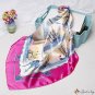 Silk scarf 90cm Chinese style ink sailboat print small square scarf shawl