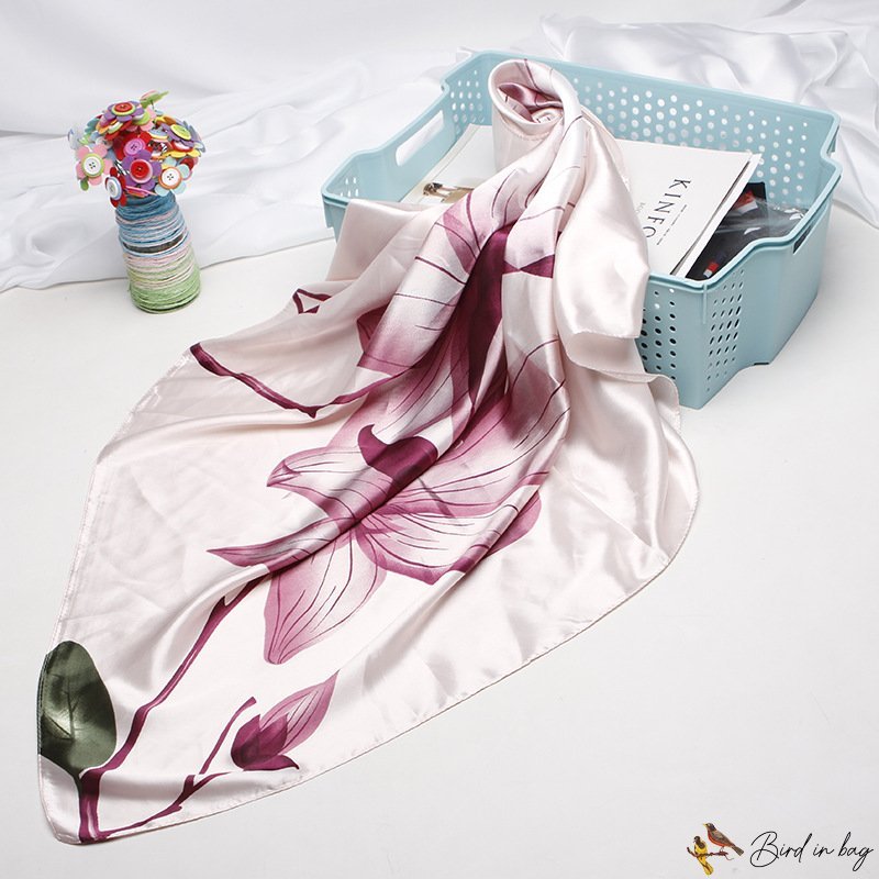 Silk scarf 90cm new simulation silk flower printing ladies hundred small square scarf shawl