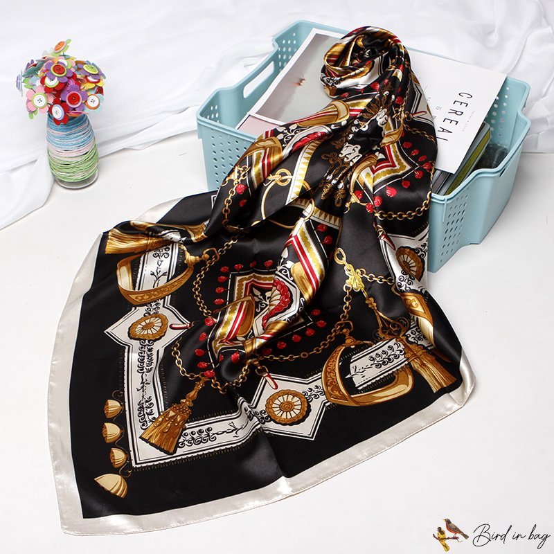 Simulation silk scarf female new small square scarf printed pattern shawl
