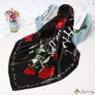 Silk scarf female 90cm new rose printing simulation silk small square scarf