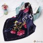Silk scarf female 90cm new rose printing simulation silk small square scarf