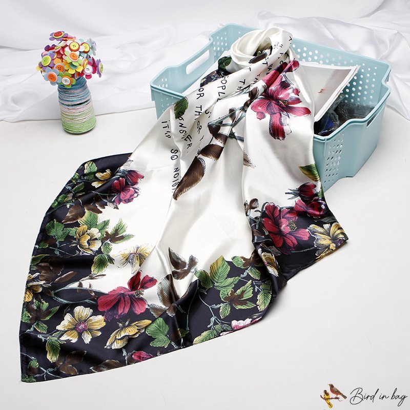 Small square scarf 90cm simulation silk scarf female new printing festive square scarf shawl
