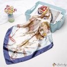 Simulation silk scarf female 90cm new horse group printing small square scarf shawl