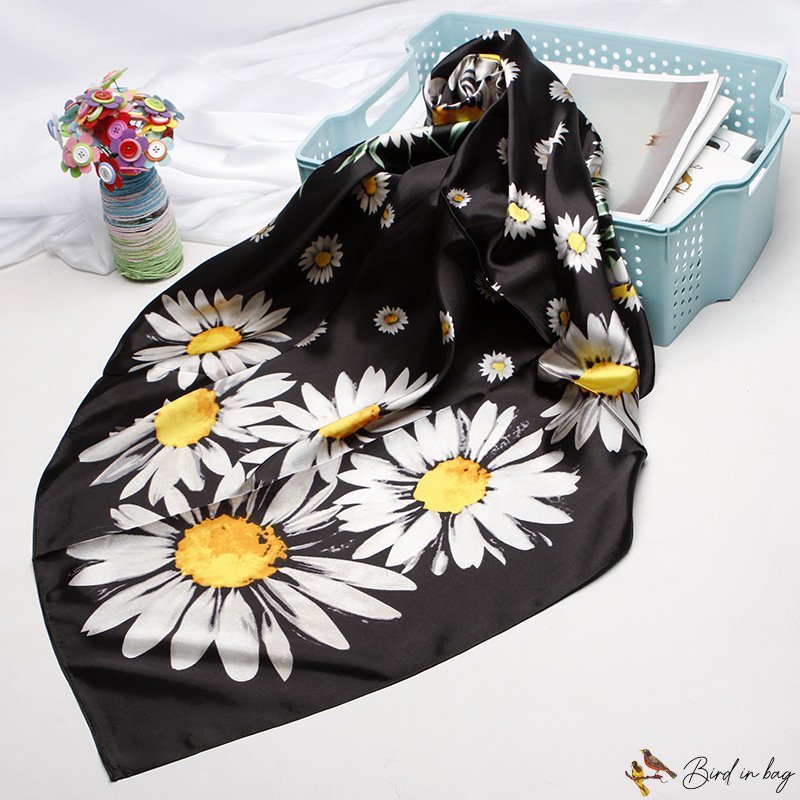 Square scarf female new simulation silk scarf printing small square scarf shawl