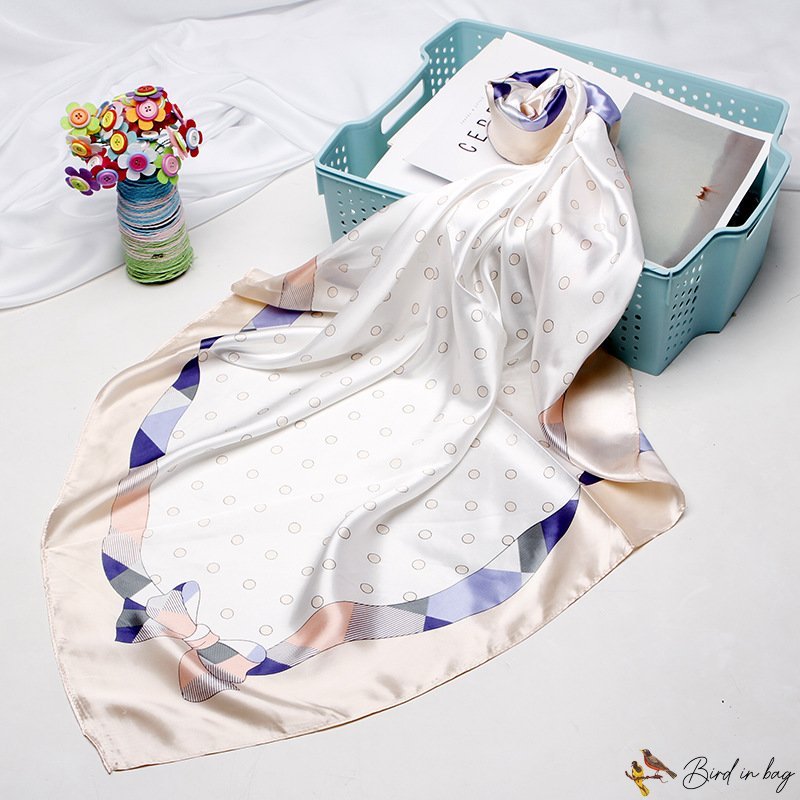 Simulation silk small square scarf female new polka dot print silk scarf shawl scarf box