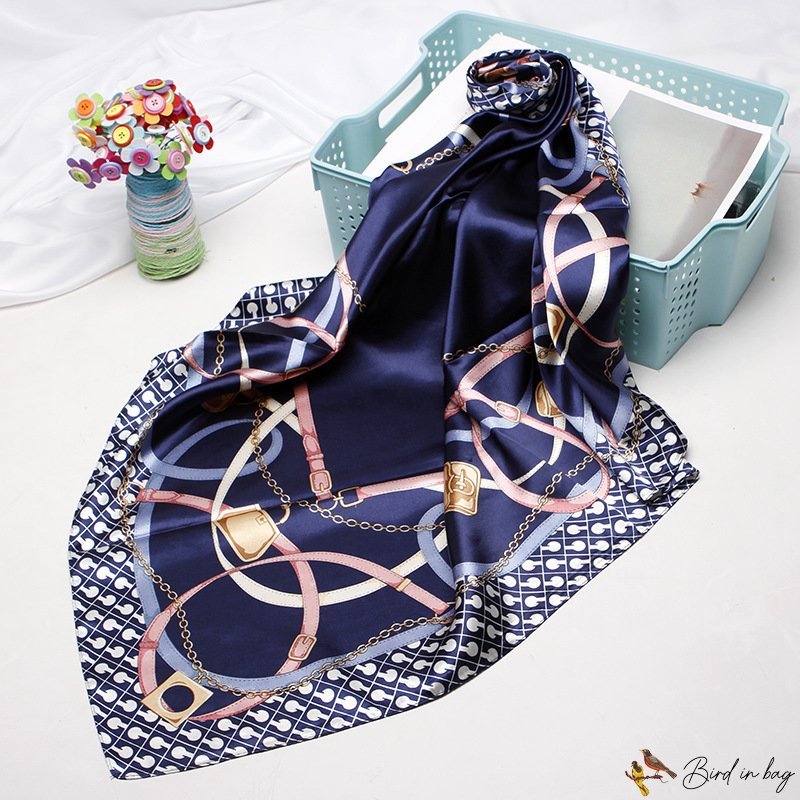 Silk scarf female new simulation silk small square scarf printing shawl scarf