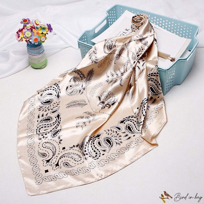 Silk scarf female new simulation silk printing small square scarf shawl spring
