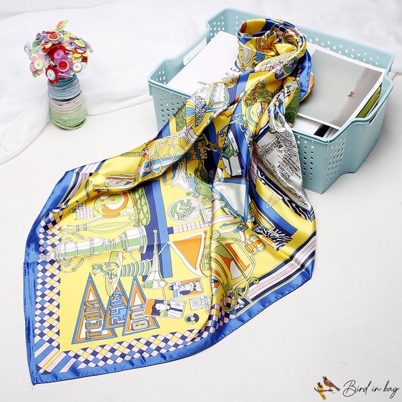 Silk scarf female new simulation silk printing square scarf shawl headscarf 90 * 90CM