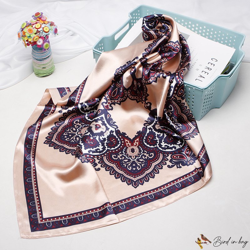 Silk scarf female new simulation silk small square scarf printing scarf shawl headscarf spring