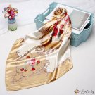 Silk scarf female new simulation silk large square scarf pink rose printed headscarf shawl box
