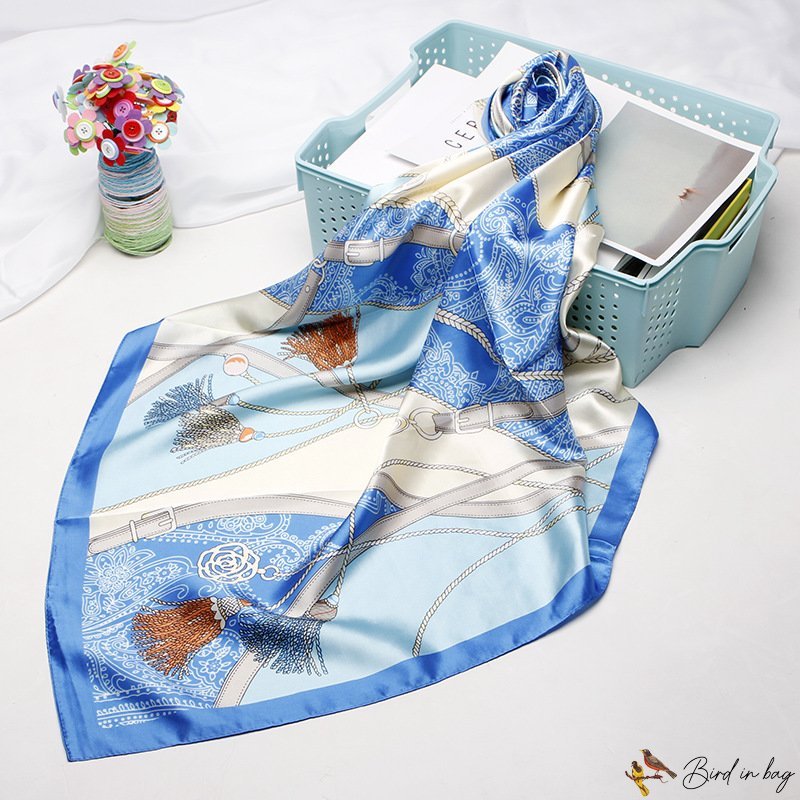 Silk scarf female new simulation silk printing square scarf shawl headscarf