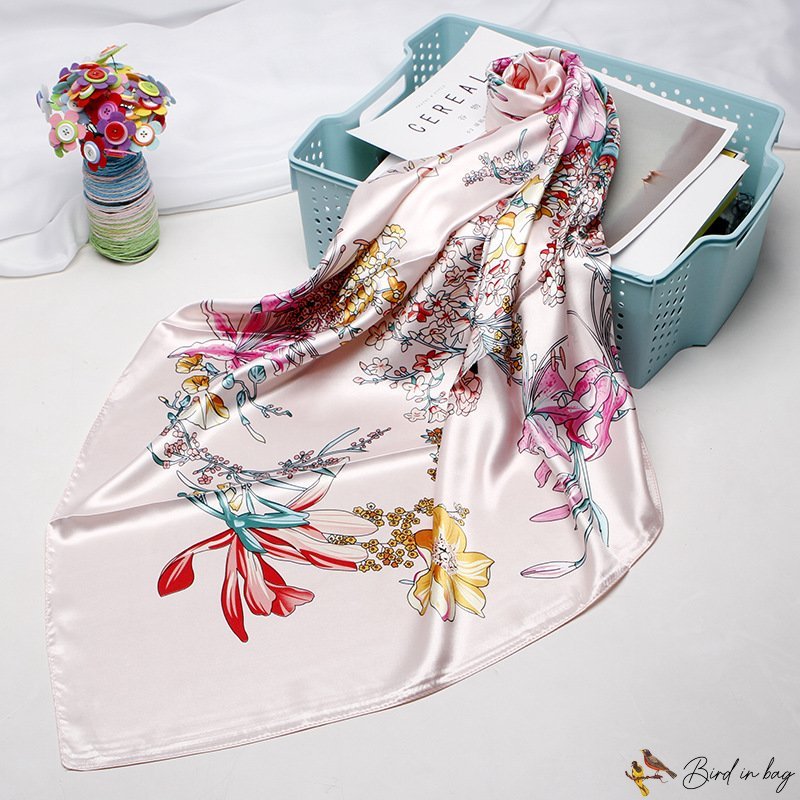 Spring and summer new satin simulation silk printing square scarf decorative silk scarf women silk s