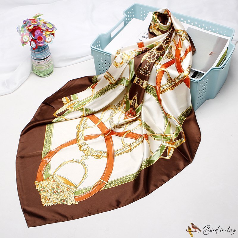 Silk scarf printing female new simulation silk large square scarf shawl scarf