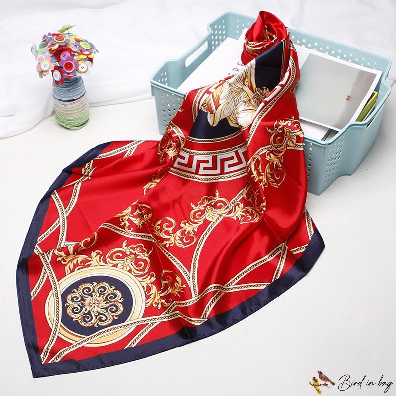 Printed silk scarf female new simulation silk square scarf scarf silk shawl headscarf 90cm