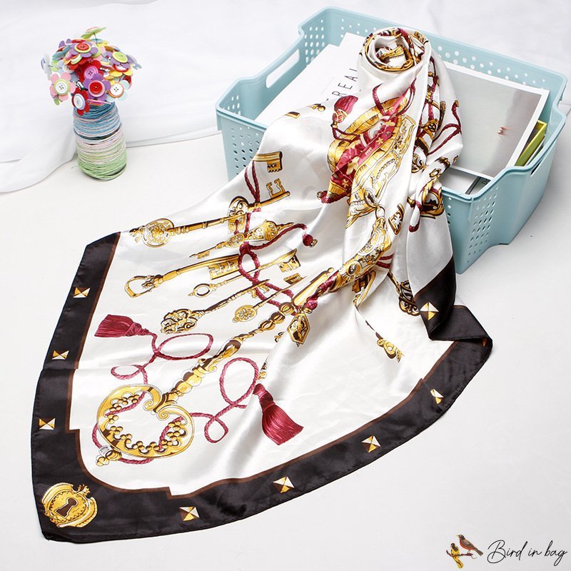 Printed silk scarf female new simulation silk square scarf scarf silk