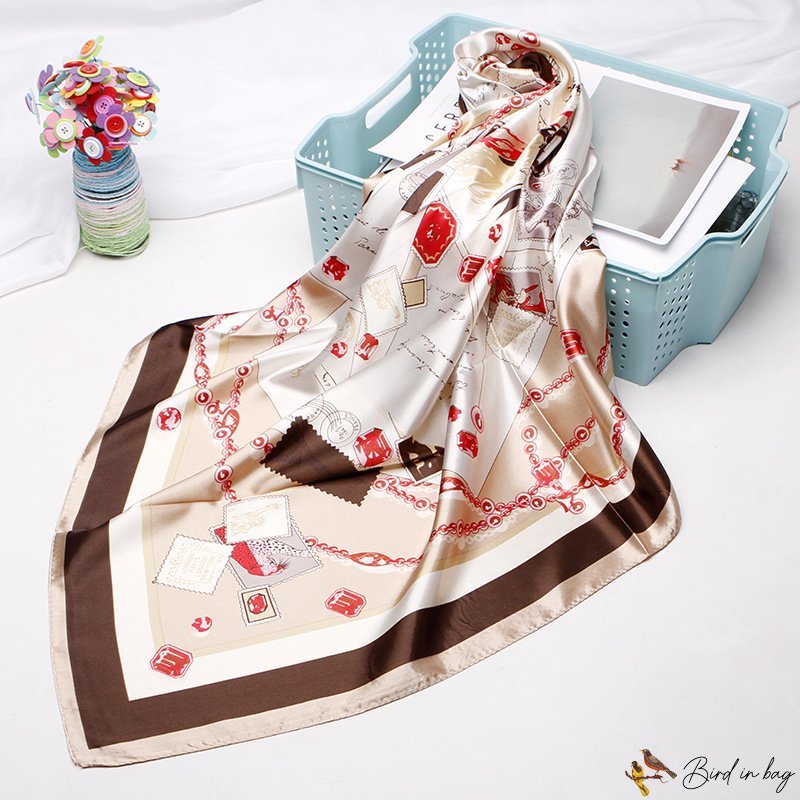 90cm printing silk scarf female new simulation silk small square scarf headscarf shawl