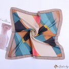 Silk scarf female new simulation silk geometric color blocking print square scarf shawl scarf