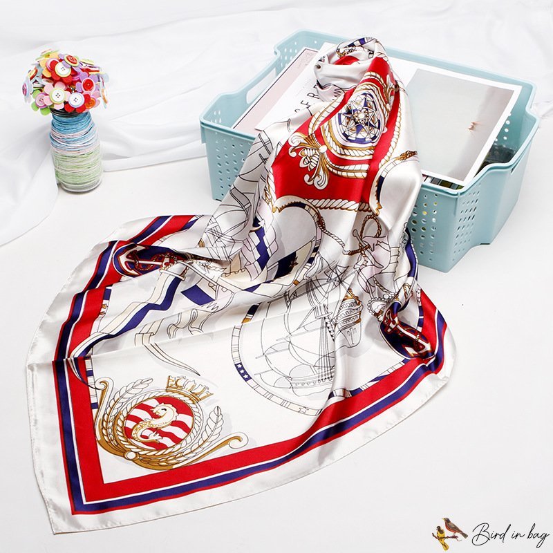Printed silk scarf female spring and summer new simulation silk square scarf shawl headscarf