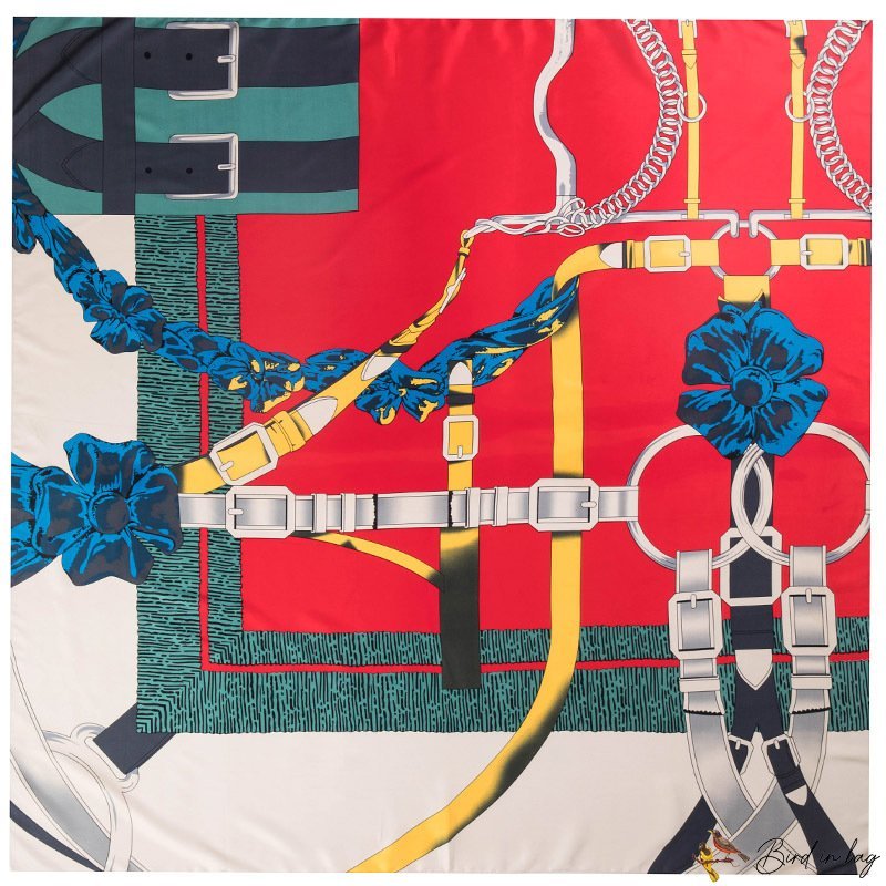 Silk scarf female new simulation silk printing large square scarf 130 twill silk ink printing scarf