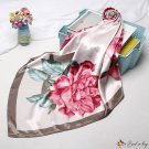 Silk scarf female new simulation silk rose printing small square scarf scarf box