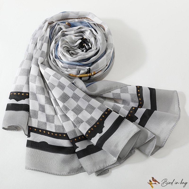 New simulation silk printing long square scarf vacation sun screen shawl new silk satin scarf female
