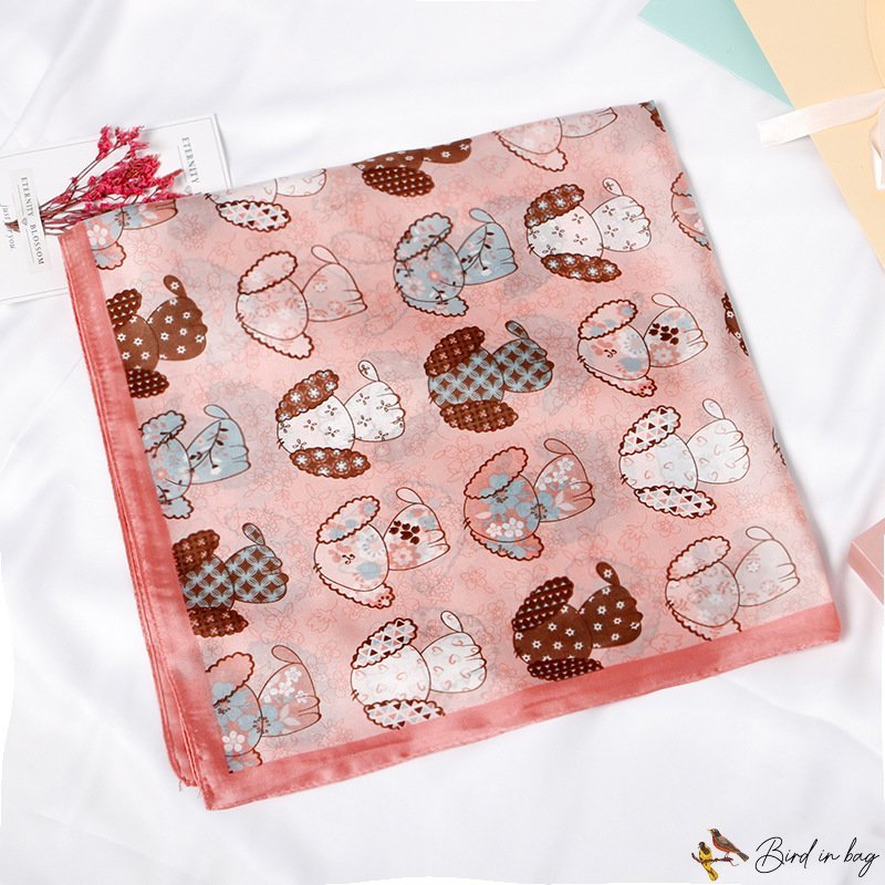 Silk scarf female simulation silk satin 70cm printed literary small square scarf headscarf