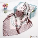 New simulation silk love print silk scarf female small square scarf shawl 90cm