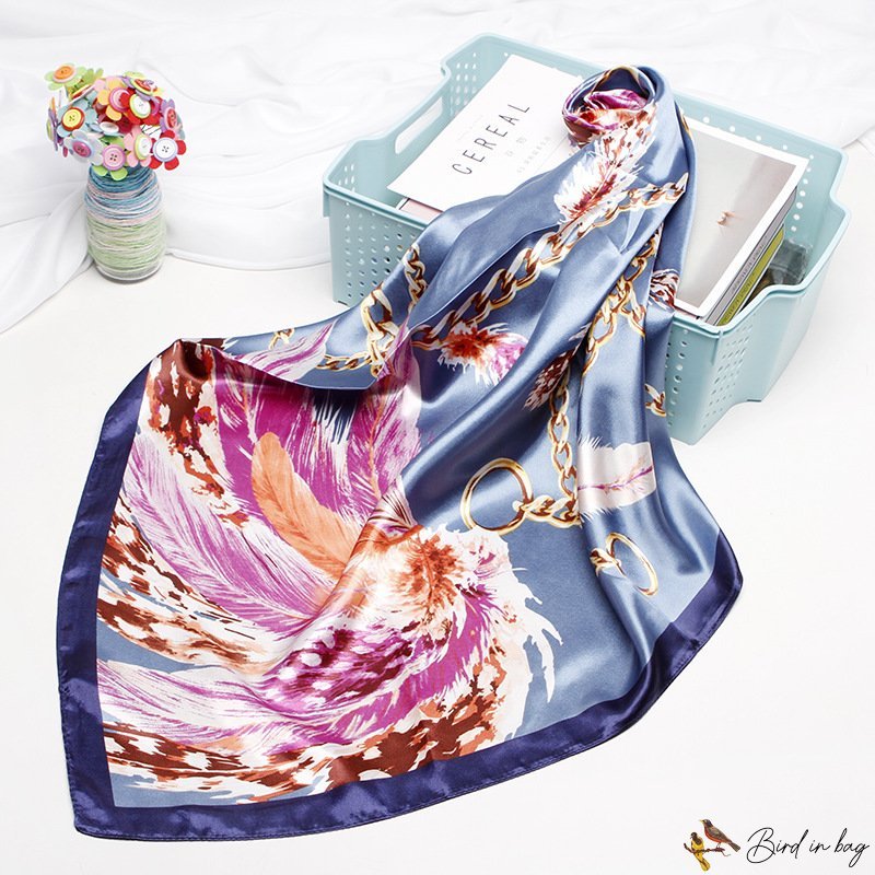 90CM silk scarf female new simulation silk printing square scarf satin scarf headscarf