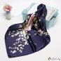 90CM silk scarf women's simulation silk love flower print small square scarf headscarf