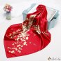 90CM silk scarf women's simulation silk love flower print small square scarf headscarf