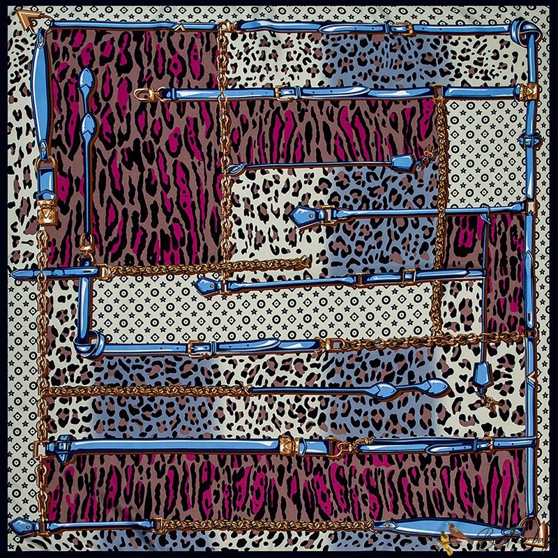 Large square scarf female new simulation silk scarf leopard print shawl scarf