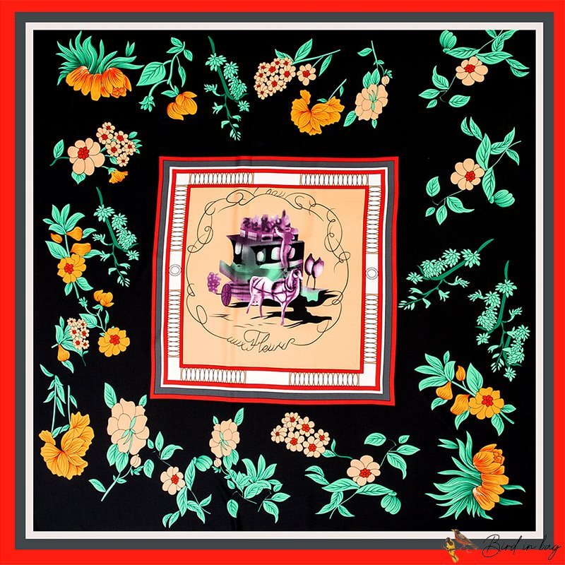 Silk scarf female models simulation silk satin twill silk printing large square scarf shawl scarf 13