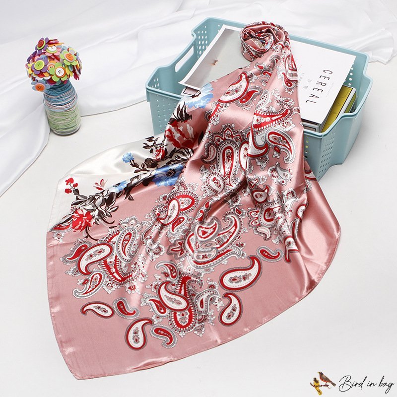Square scarf female new simulation silk scarf printing retro shawl headscarf scarf