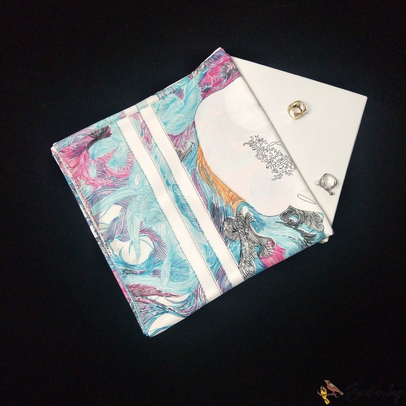 Printed silk scarf female new simulation silk twill silk large square scarf shawl scarf