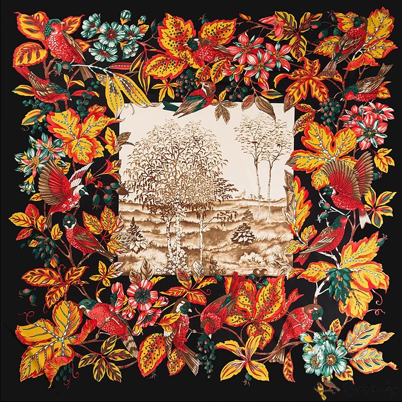 Scarf female new simulation silk twill satin printing large square scarf shawl decorative silk scarf