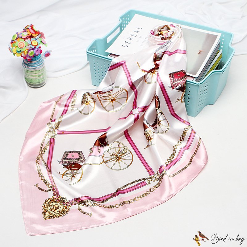 Silk scarf female plaid carriage print simulation silk square scarf headscarf scarf