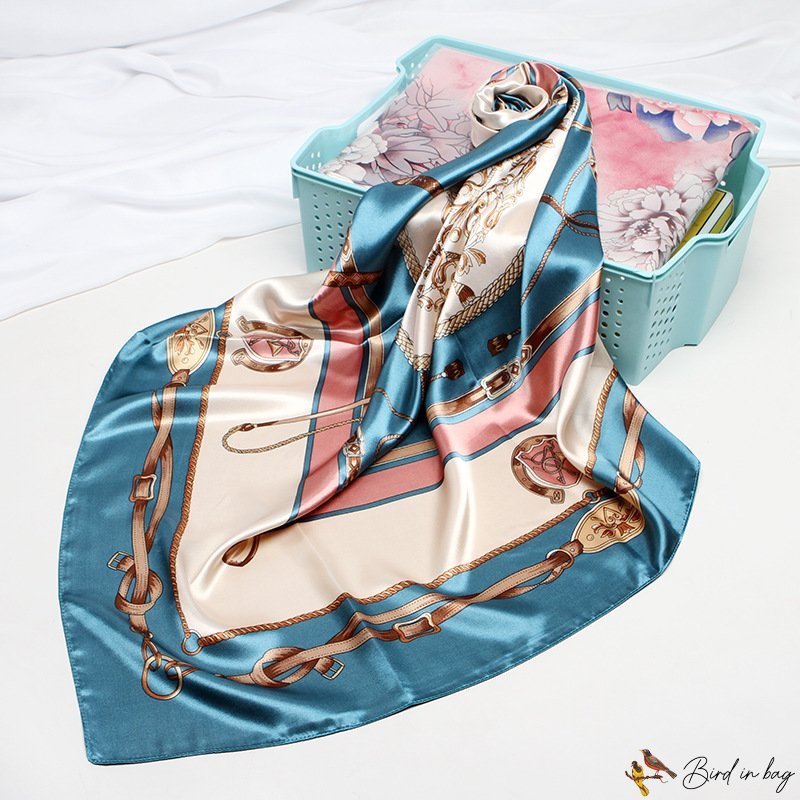 Simulation silk silk scarf female simulation silk printing square scarf silk turban silk scarf shawl