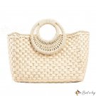 New retro square bag fashion handbag hand-woven beach bag solid color handheld ladies straw bag