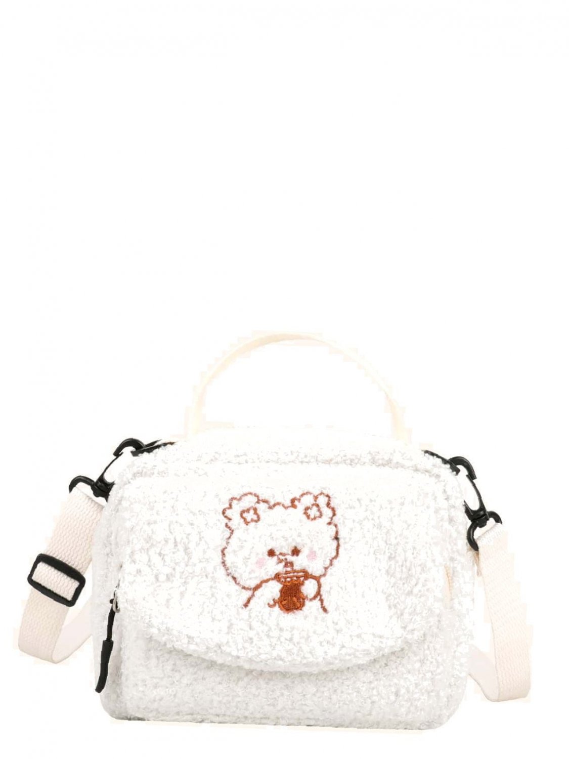 Cartoon Embroidered Fluffy Satchel Bag Women Satchels