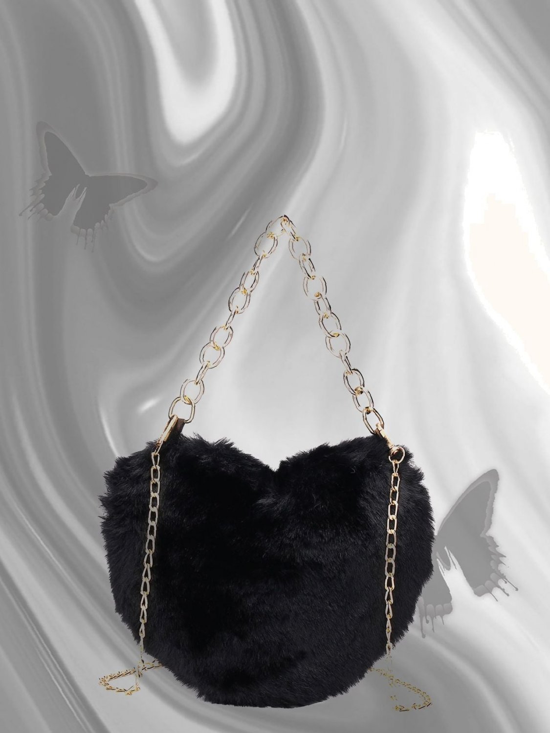 Heart Design Fluffy Satchel Bag Women Satchels