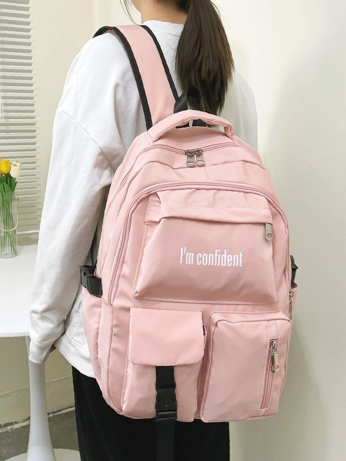 Letter Graphic Large Capacity Backpack Women Backpacks