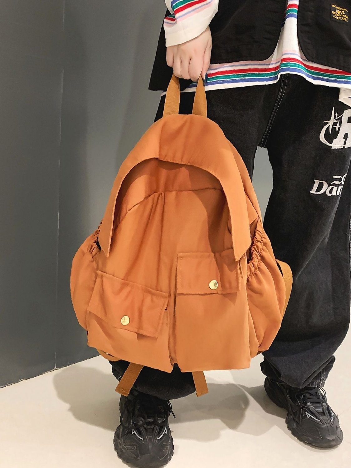 Minimalist Snap Button Backpack Women Backpacks