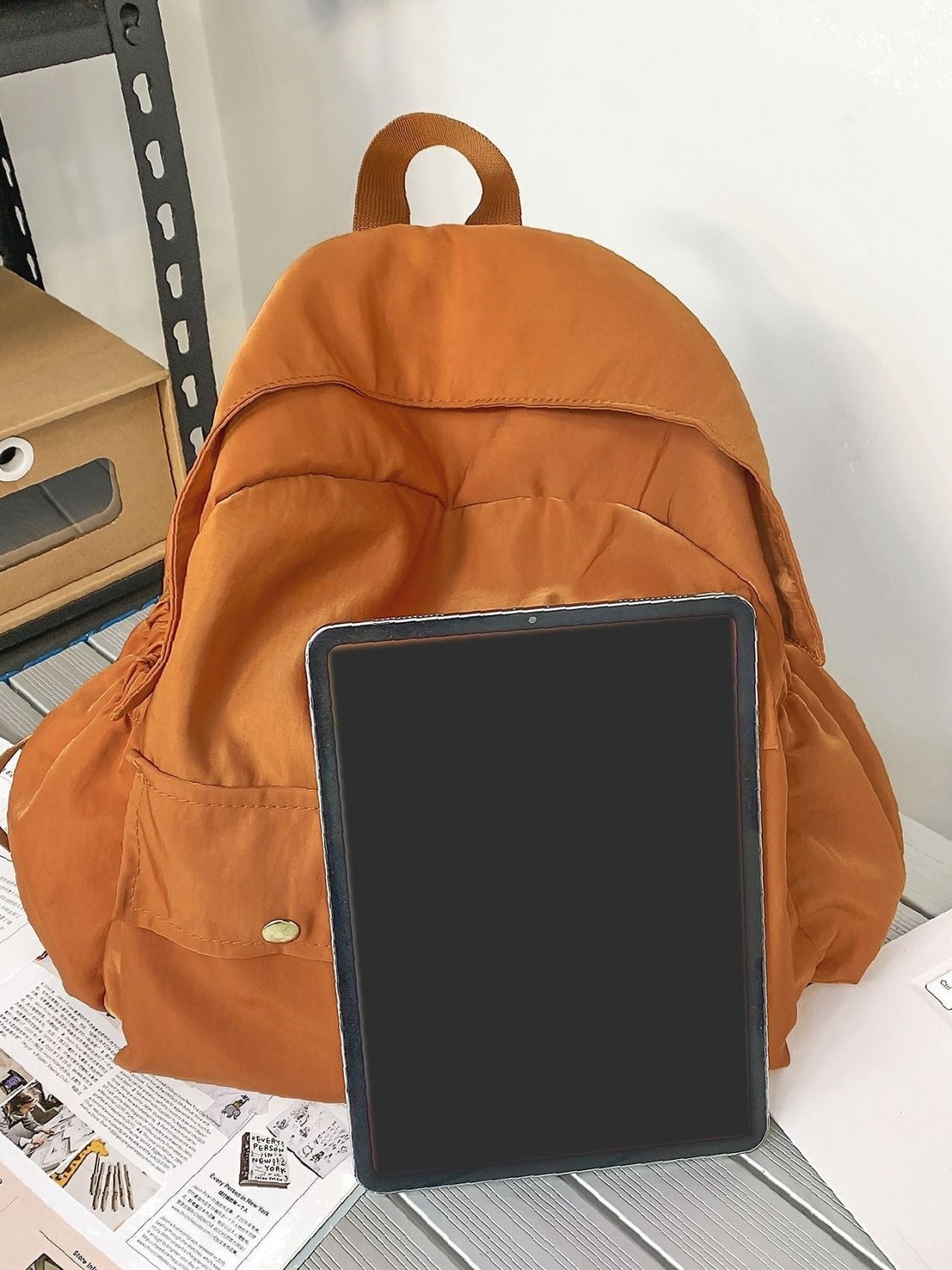 Minimalist Snap Button Backpack Women Backpacks