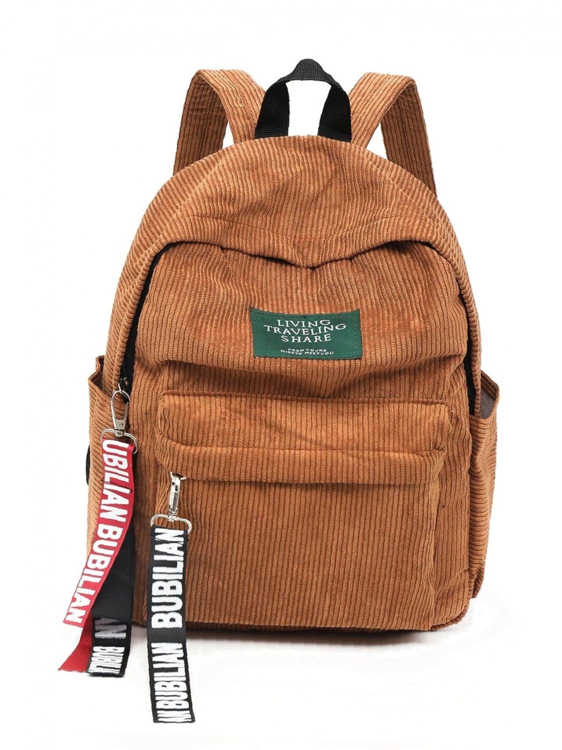 Slogan Ribbon Corduroy Backpack Women Backpacks