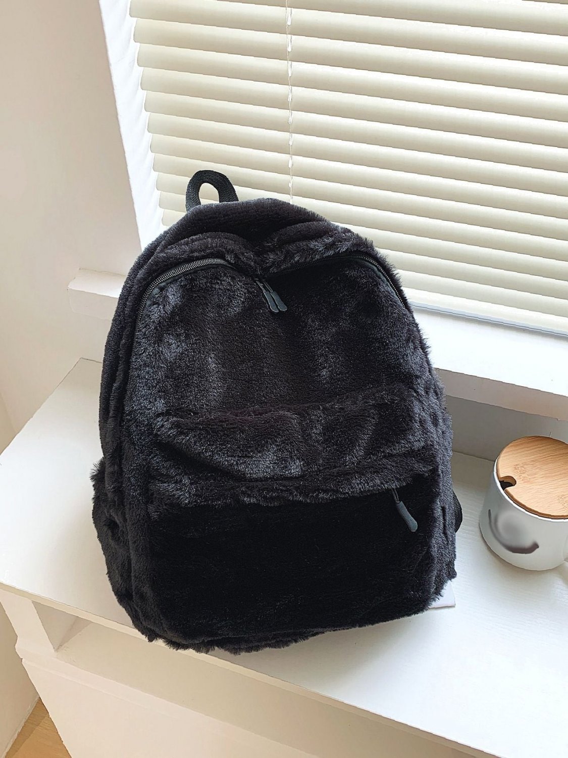 Minimalist Fluffy Backpack Women Backpacks