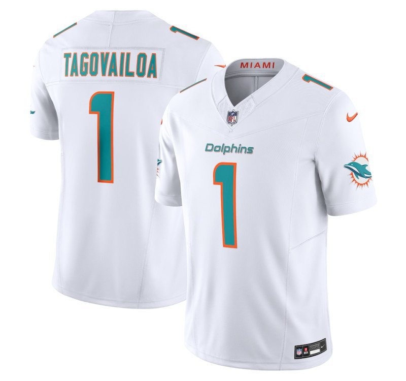 Miami Dolphins Tua Tagovailoa White #1 2023 Limited Jersey