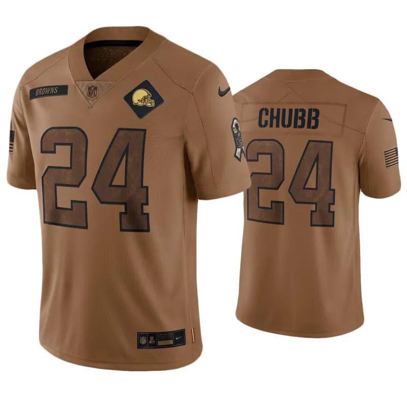 Cleveland Browns Nick Chubb #24 2023 Salute To Service Brown Limited Jersey