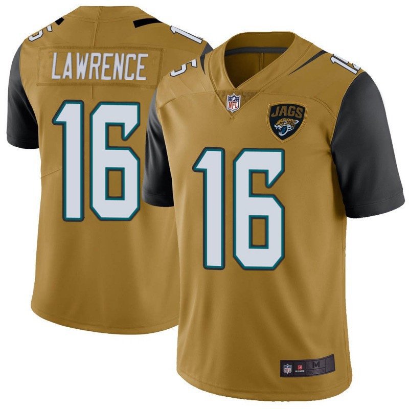 Jacksonville Jaguars Trevor Lawrence Gold Color Rush #16 Limited Jersey