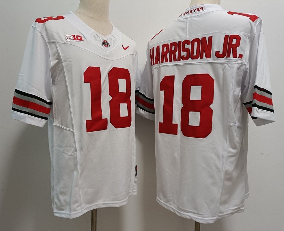 Ohio State Buckeyes Marvin Harrison Jr. 2023 #18 White Limited Jersey