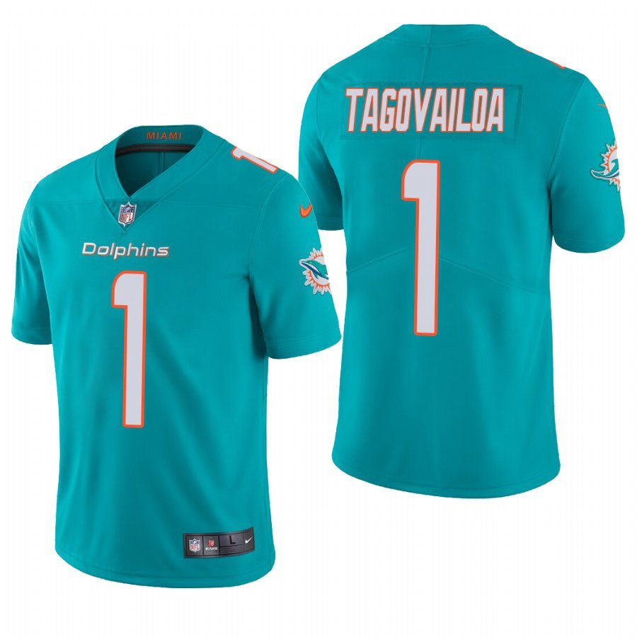 Miami Dolphins Tua Tagovailoa Aqua #1 Limited Jersey